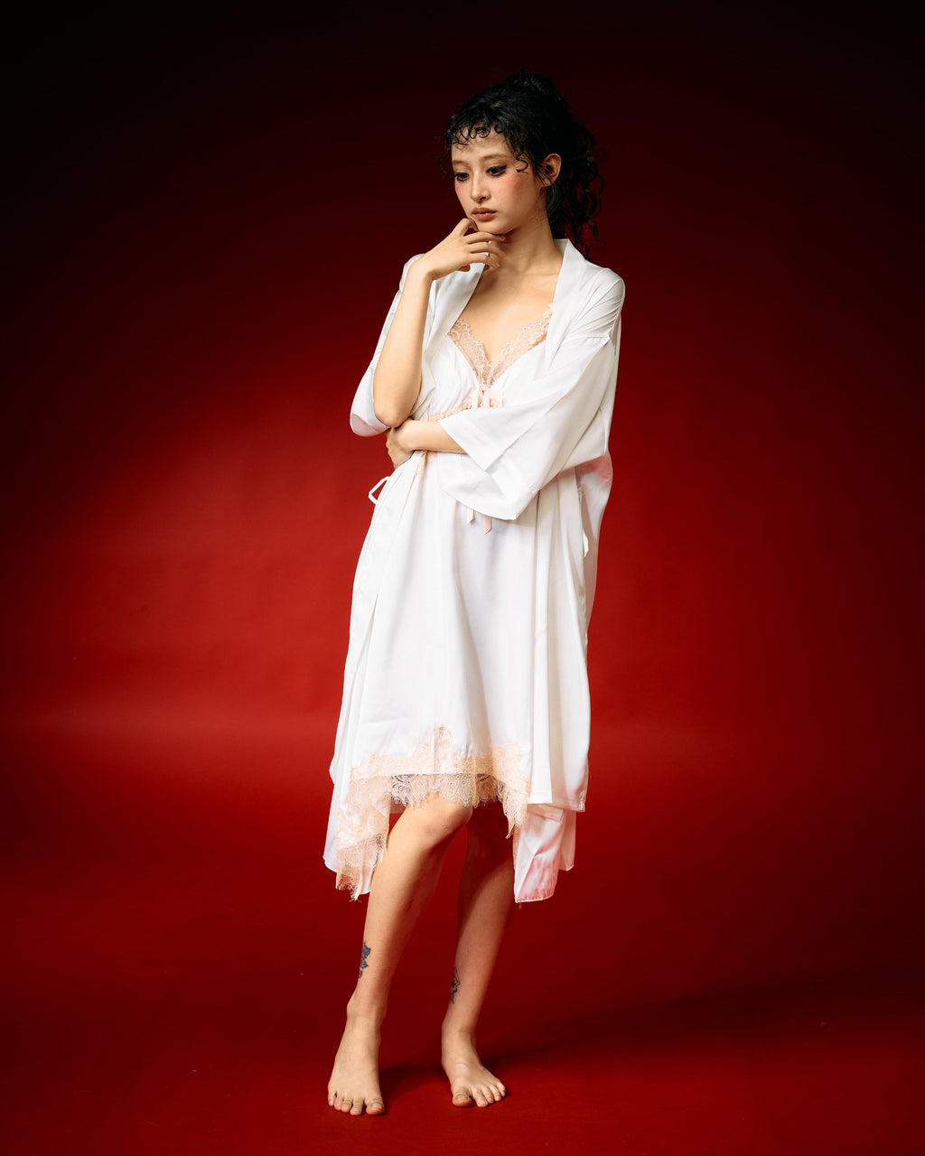 White Whisper Lace Nightdress Set
