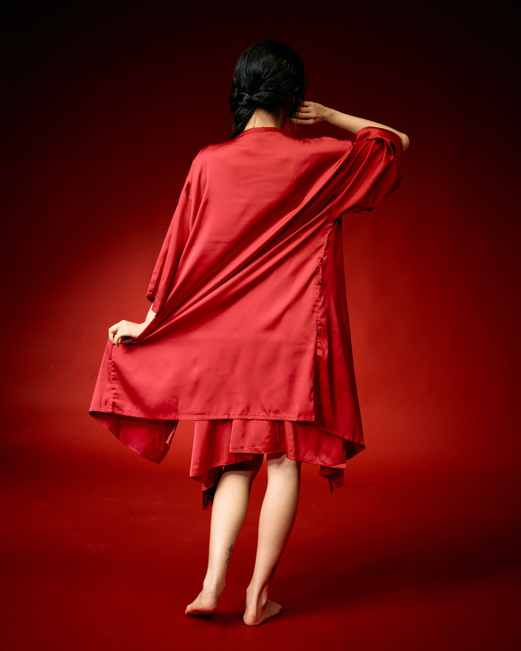 Red Whisper Lace Nightdress Set