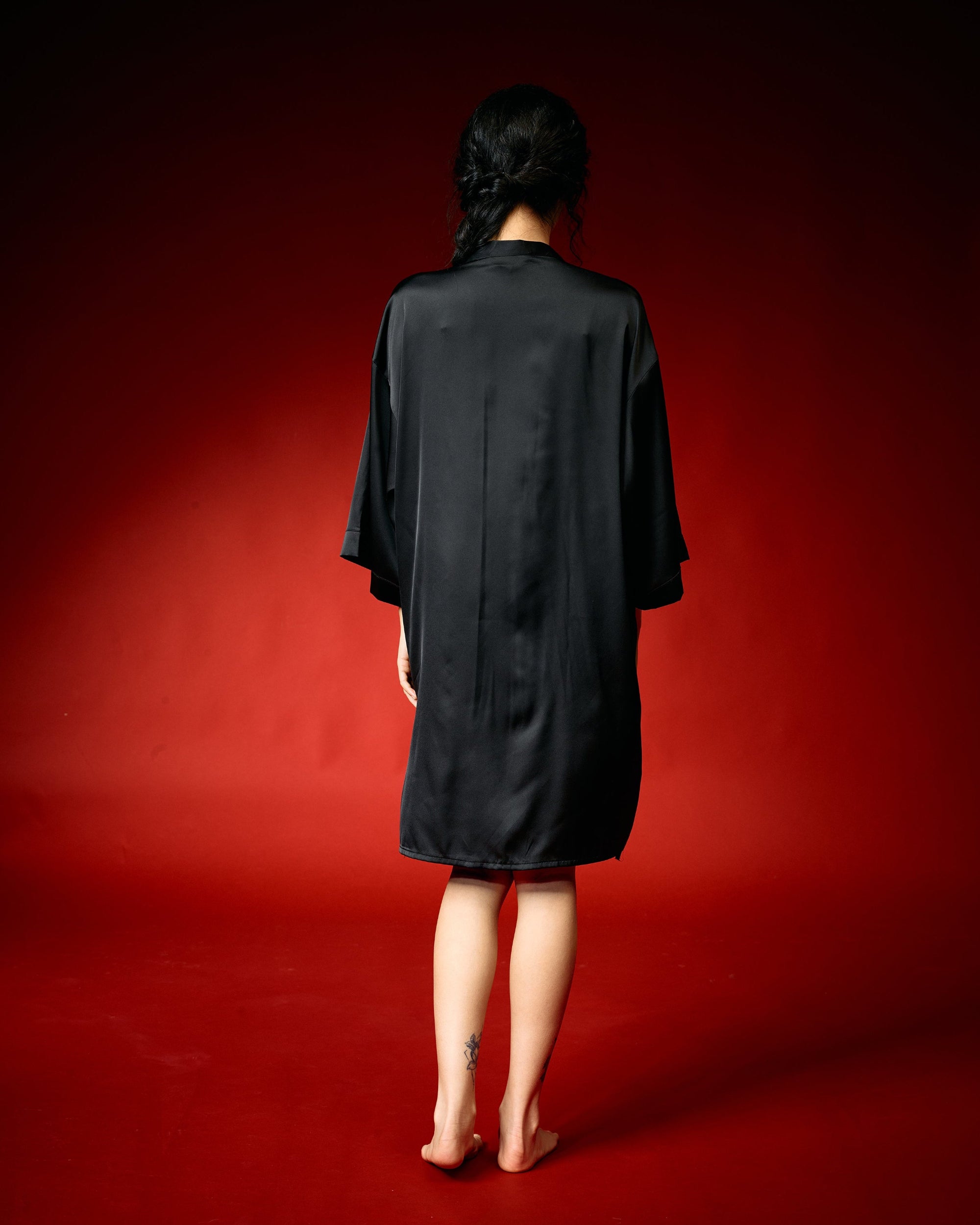 Silken Desire Black Lace Nightdress Set