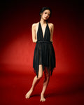 Ethereal Satin Black Lace Nightdress Set