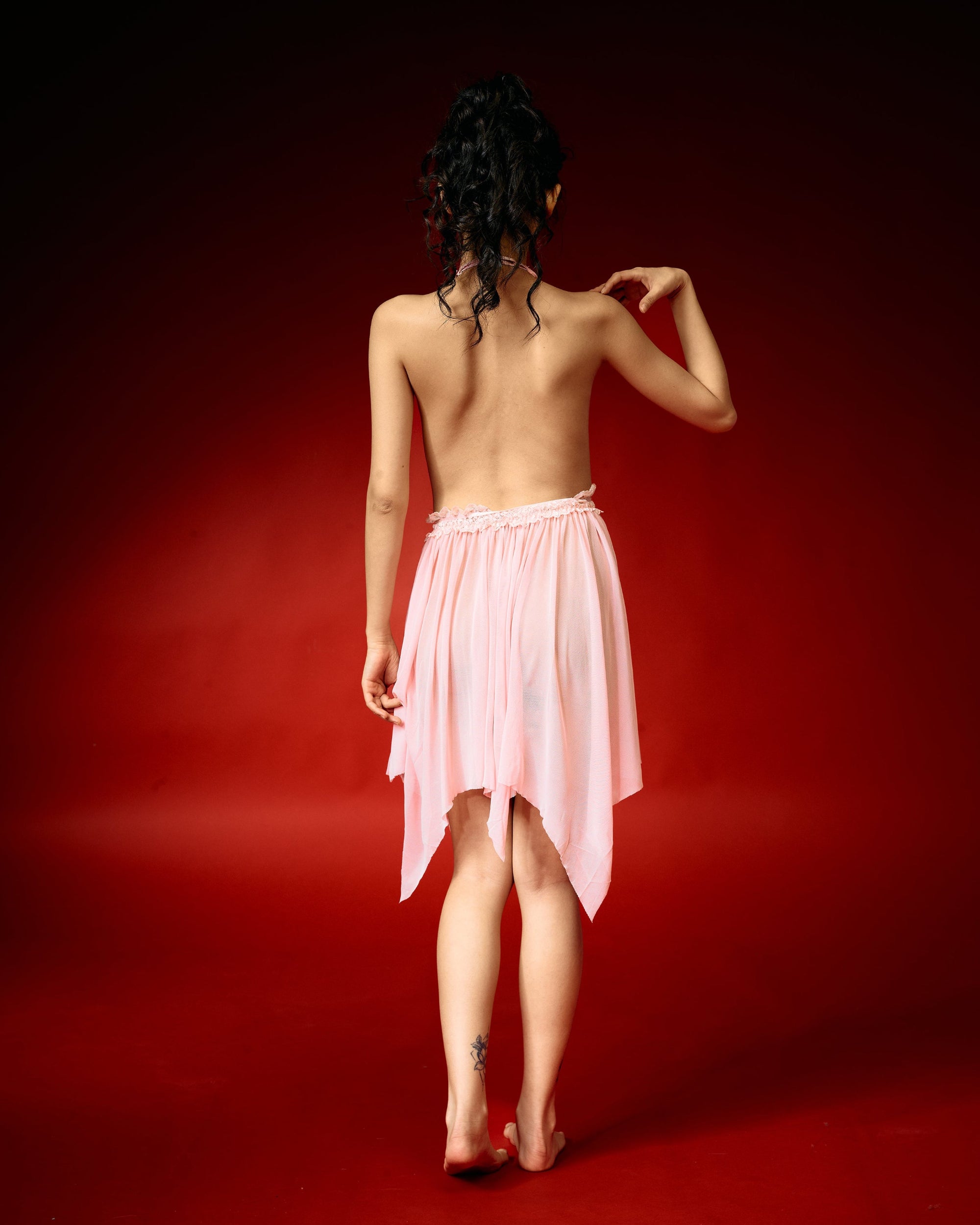 Ethereal Satin Pink Lace Nightdress