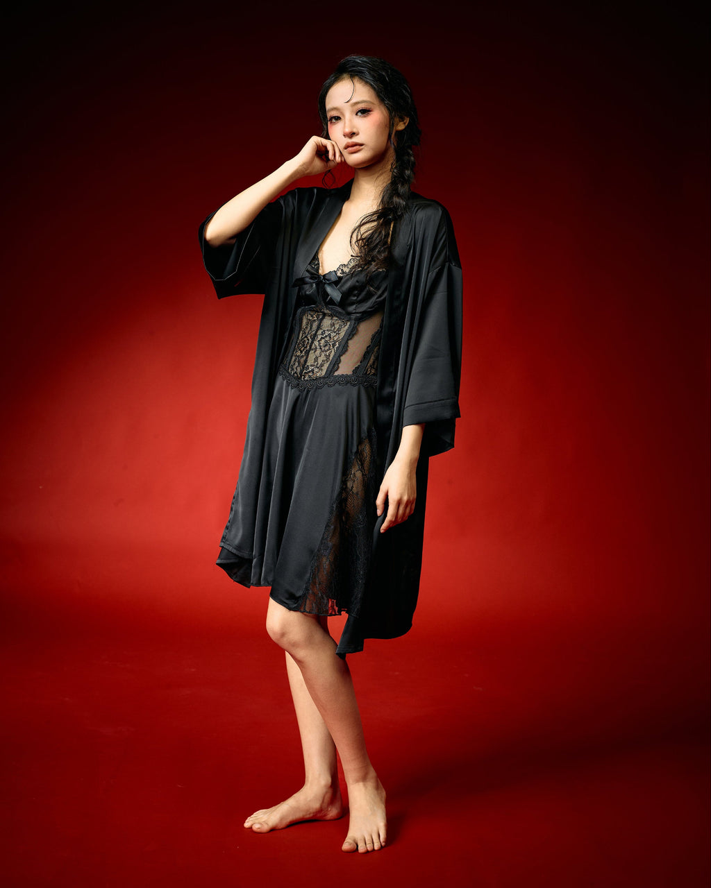 Moonlight Black Lace Nightwear Set