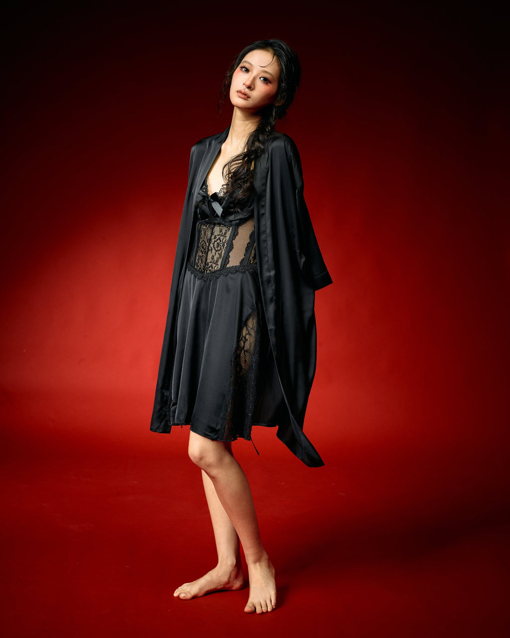 Moonlight Black Lace Nightwear Set