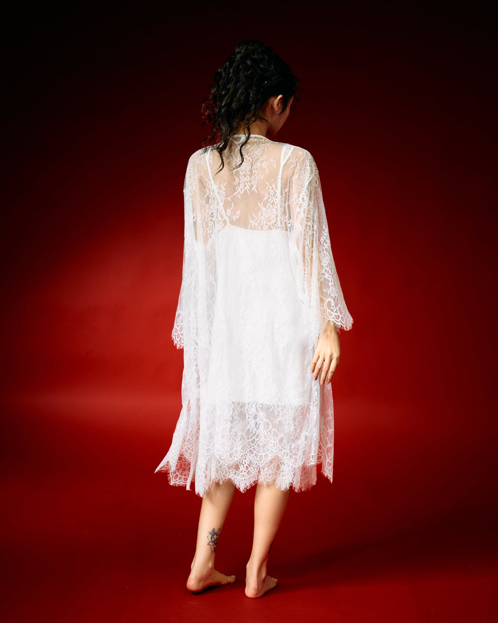 Lunaria White Lace Long Nightwear Set