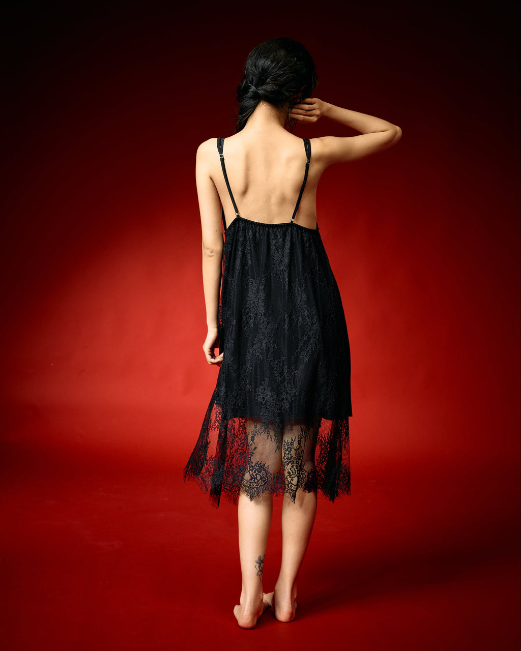 Lunaria Black Lace Long Nightwear Set