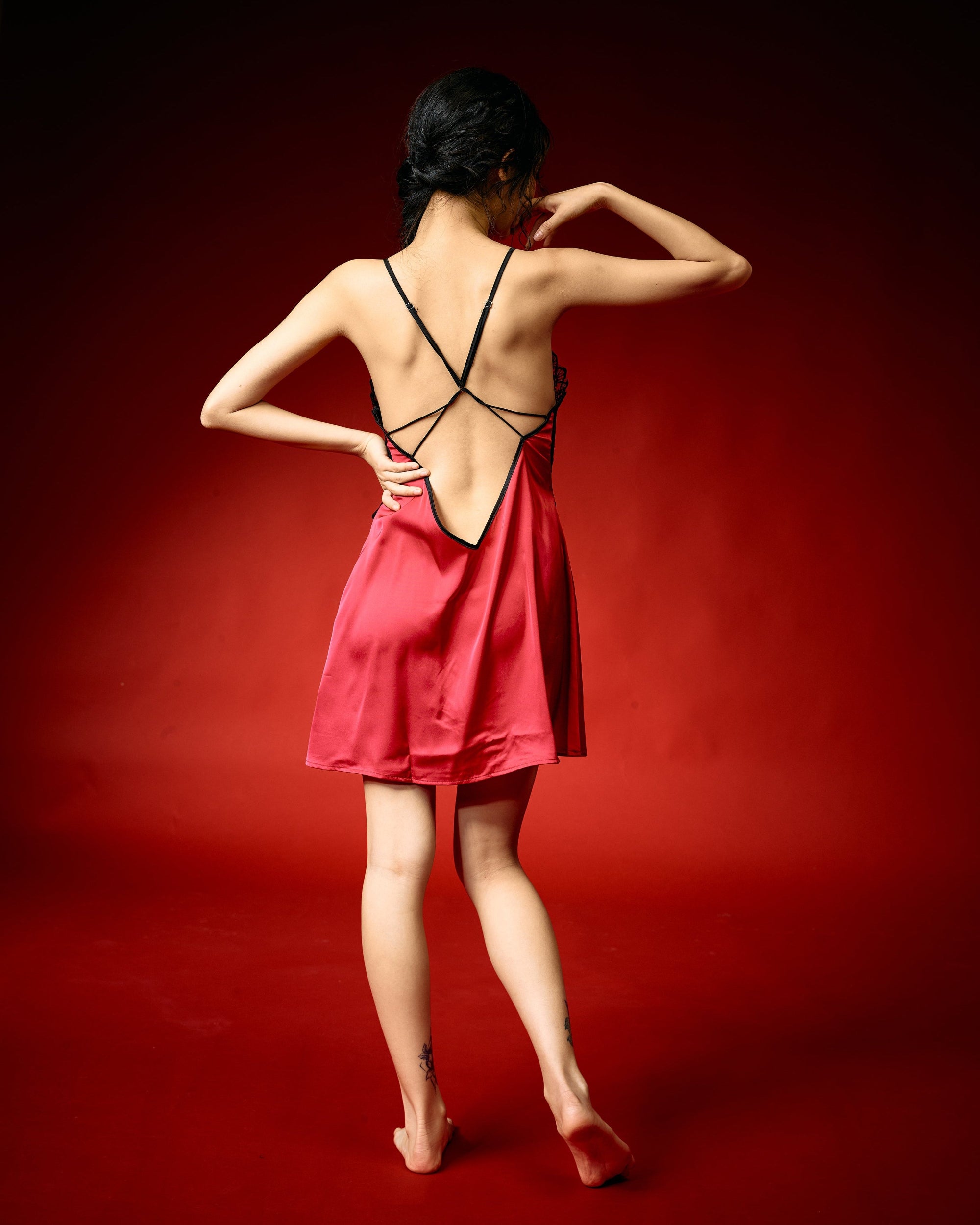 Red Noir Lace Nightdress Set