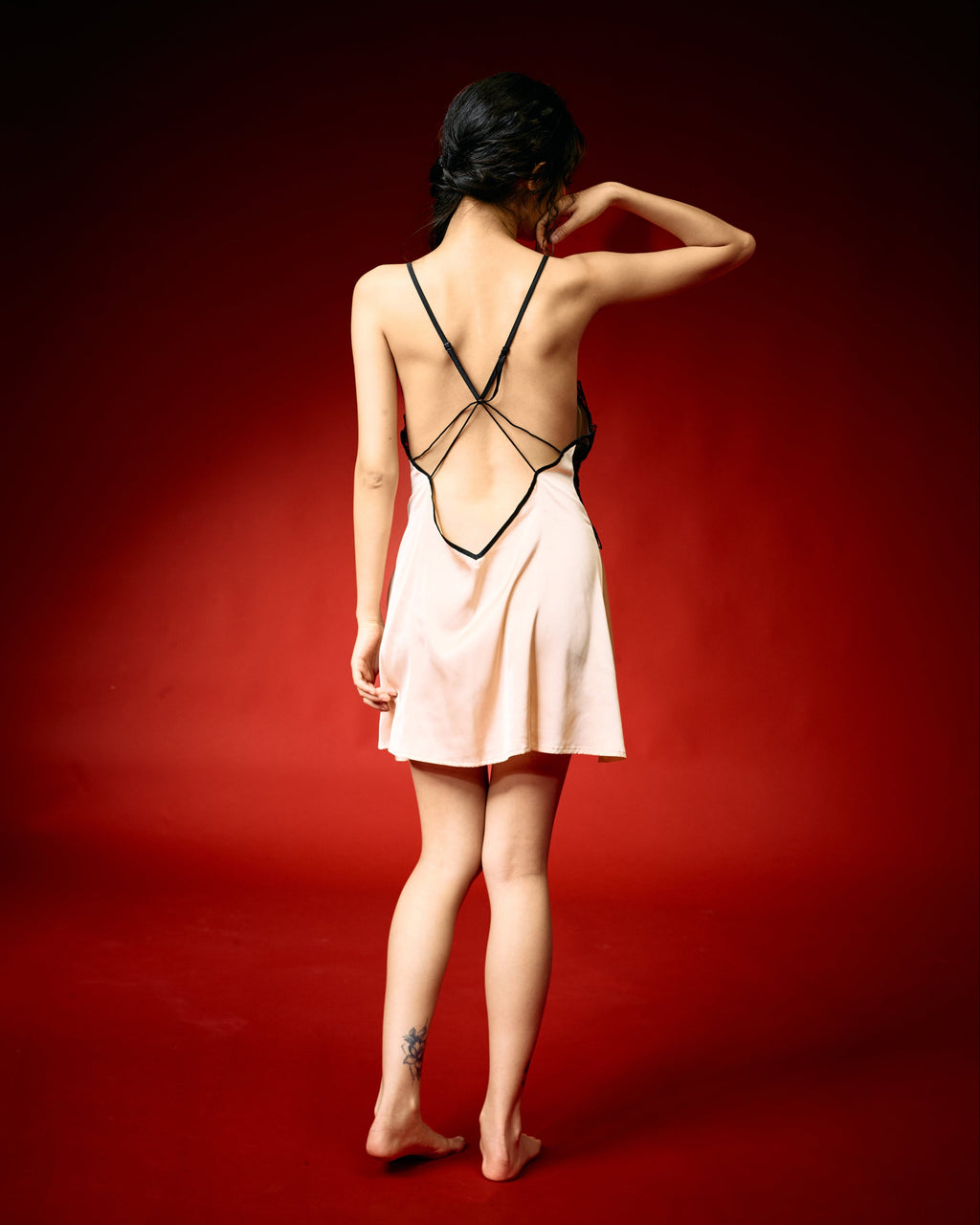 Champagne Noir Lace Nightdress Set