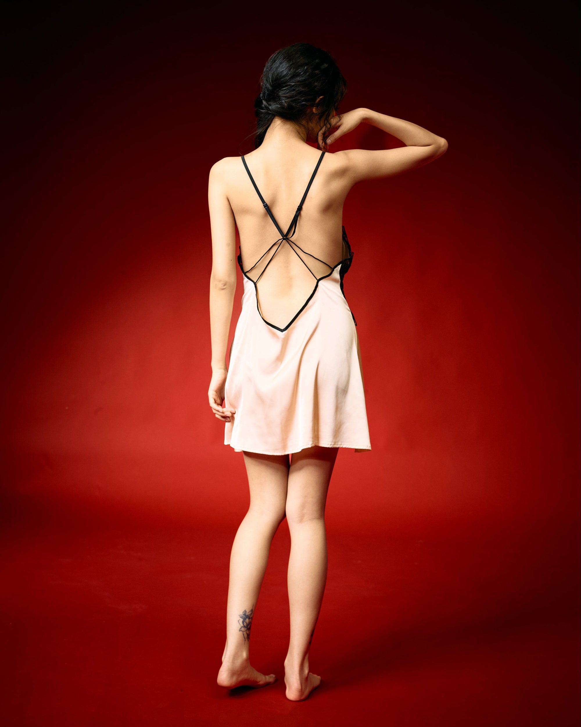 Champagne Noir Lace Nightdress Set