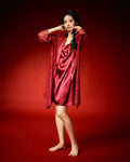 Red Veil Satin Lace Nightdress with Robe